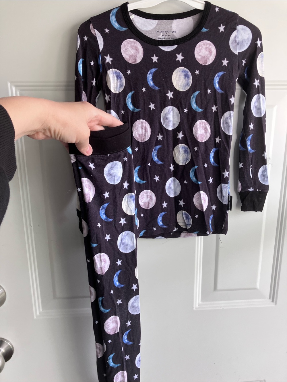 Blues boutique bamboo black purple moon stars pyjama set 4T